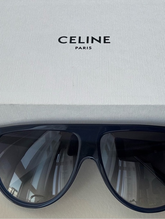 Celine Accessories - Celine Navy Oversized Shield Sunglasses